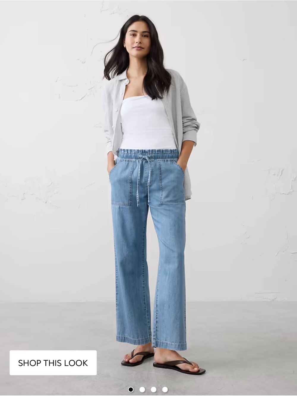 Banana Republic Straight Leg Summer Weight Drawstring Wide-Leg Women’s Jeans - M